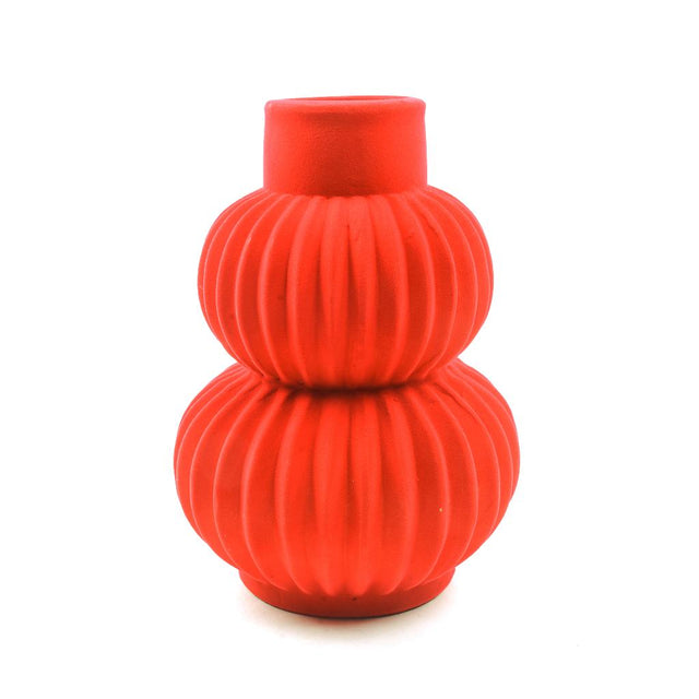 DO-HOME - Vaso In Ceramica Velluto Rosso D.19Xh.26 Cm