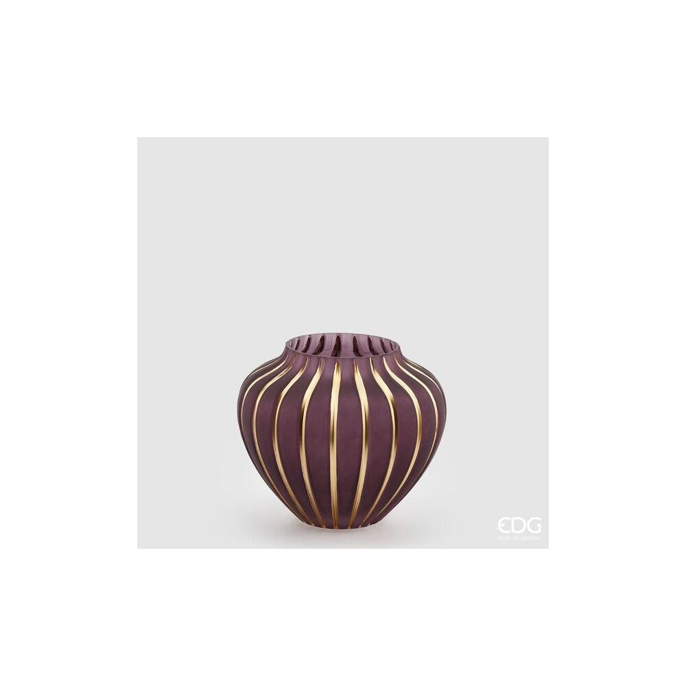 EDG - Gold Striped Vase Bomb.H17 D20 Glass