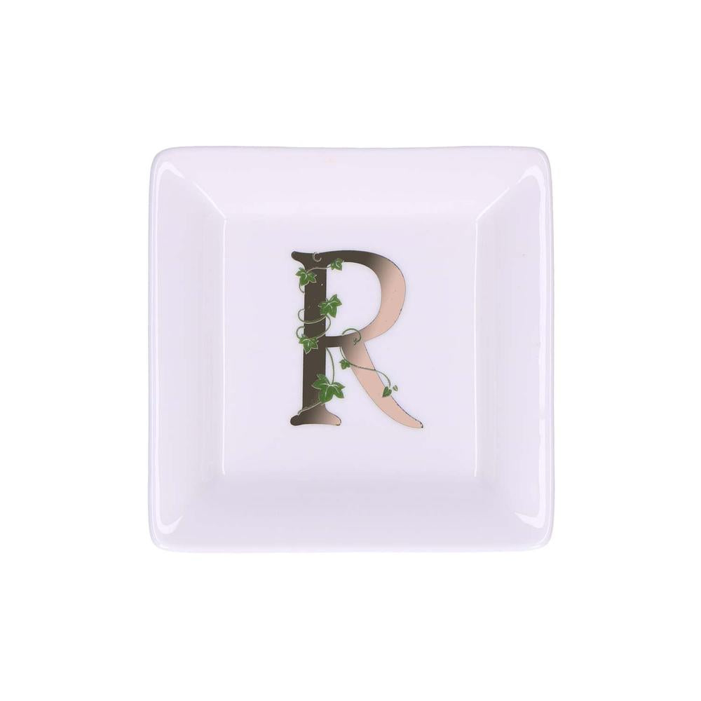 WHITE PORCELAIN - Adorato Square Saucer 10X10 Cm Letter R