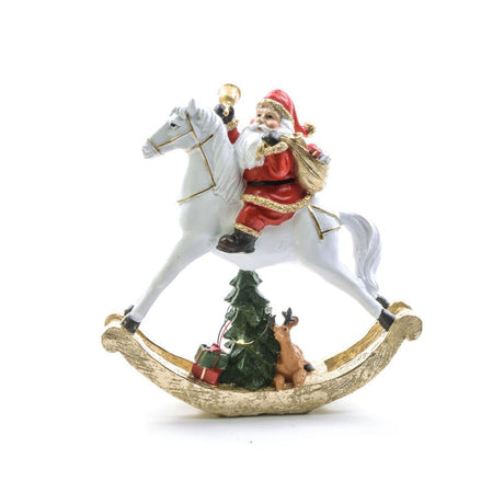DO-HOME - Babbo Su Cavallo A Dondolo In Poliresina Con Luci A Batteria 2Xlr44 24. 5X8Xh.24.5 Cm In Scatola Regalo