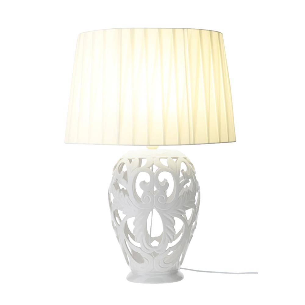 HERVIT - Lampada Barocca Ovale Porcellana Traforata 48Cm