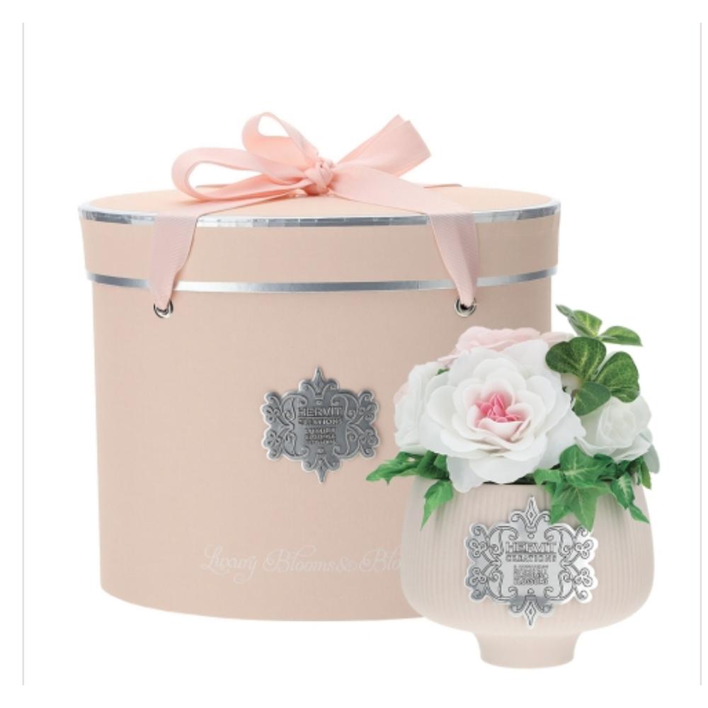 HERVIT - Luxury Pink Hatbox W/Sinue Bowl