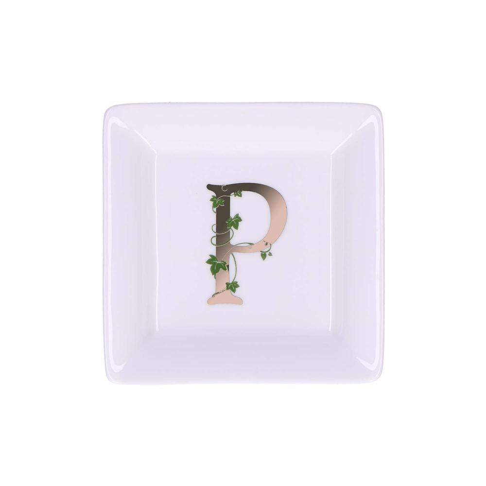 WHITE PORCELAIN - Adorato Square Saucer 10X10 Cm Letter P