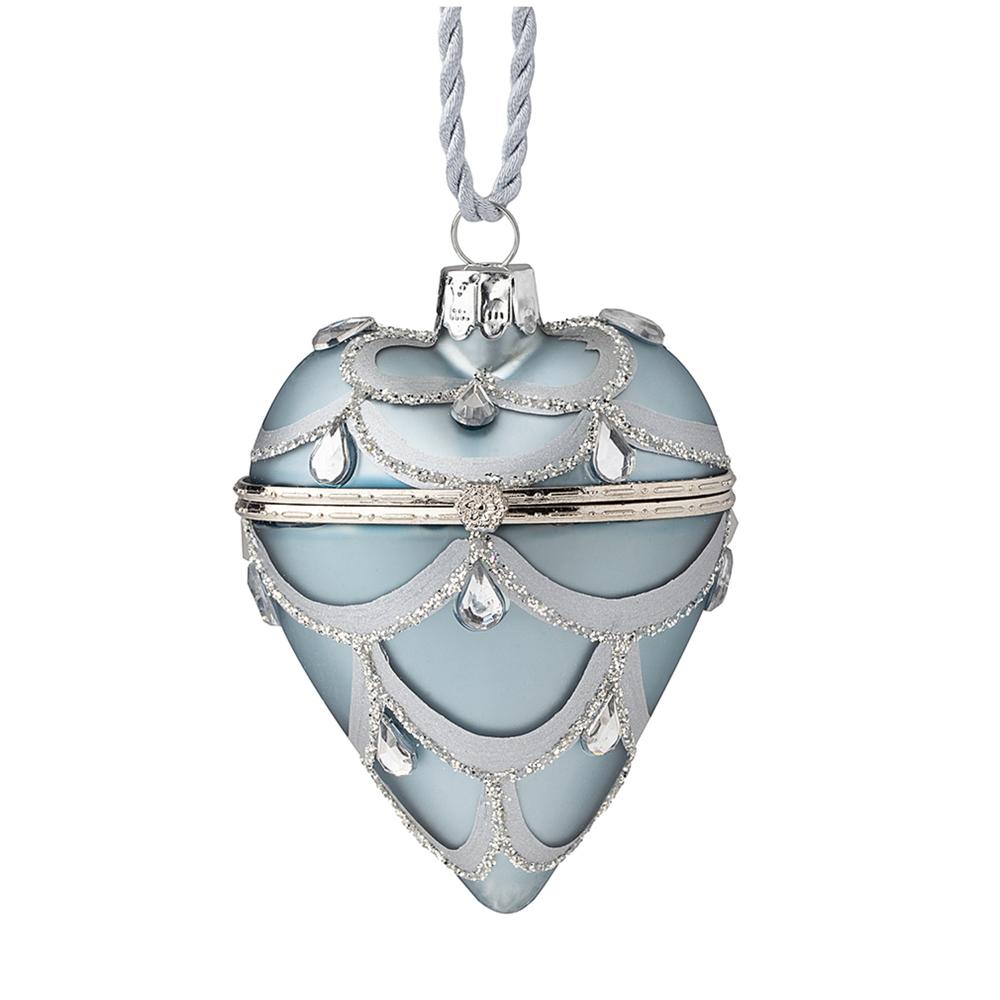 HERVIT - Corazón de cristal abatible gris/azul 9 cm
