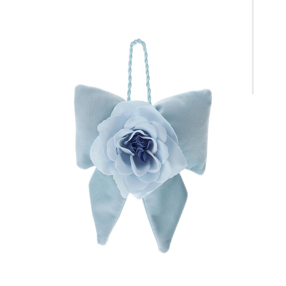 HERVIT - Blue Velvet Bow 14X18 Cm With Flower