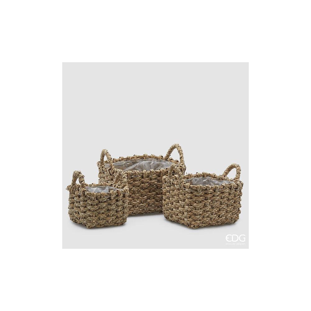 EDG - Square Weaving Basket With Handle H.22 L.35 L.35 Small
