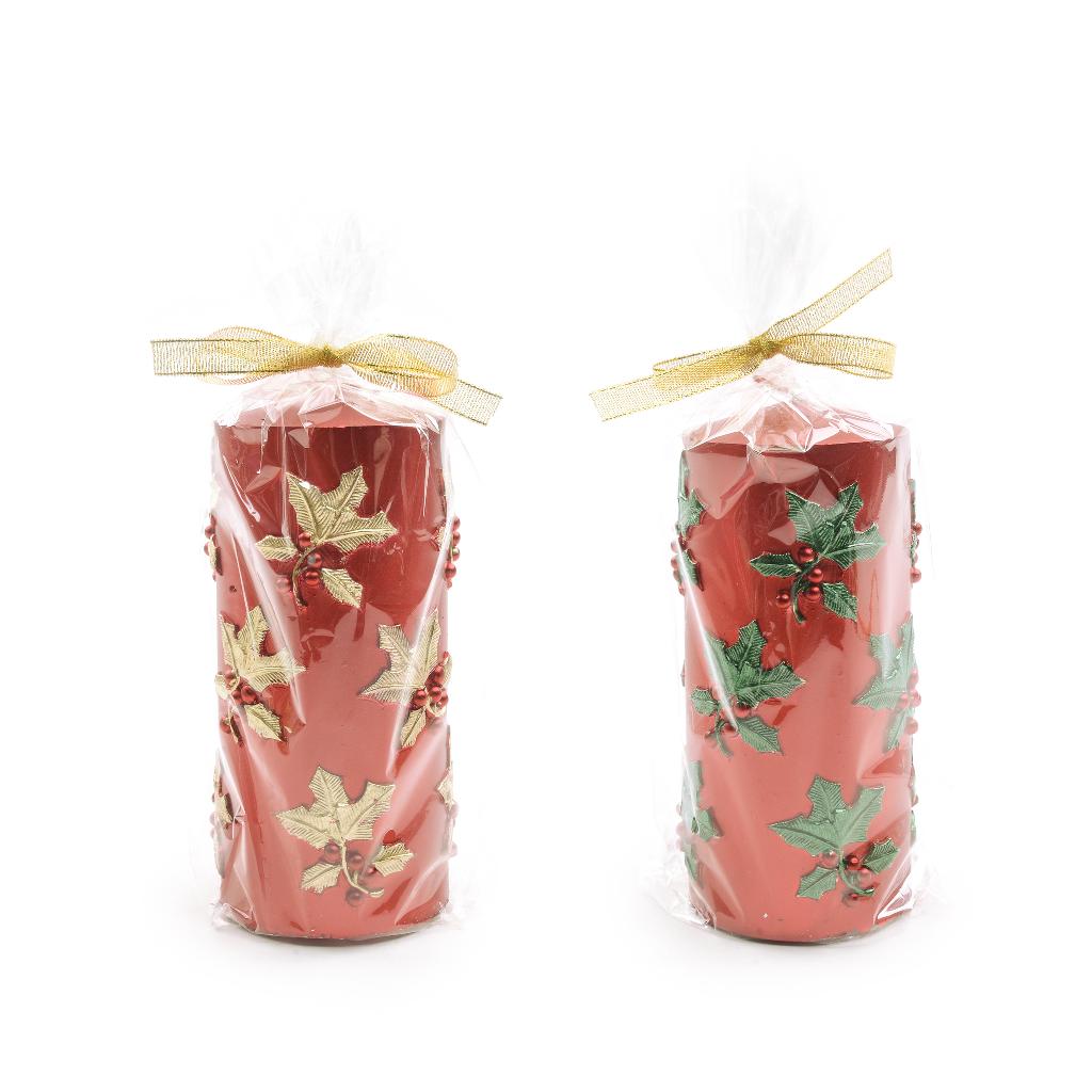 DO-HOME - Candela Pillar Natalizia In Cera D.7Xh.15 Cm Colori Assortiti