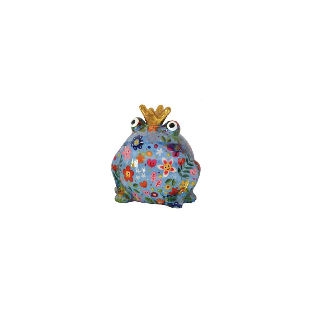 POMME PIDOU - Moneybox King Frog Freddy Small 17X14 Cm [Blu]