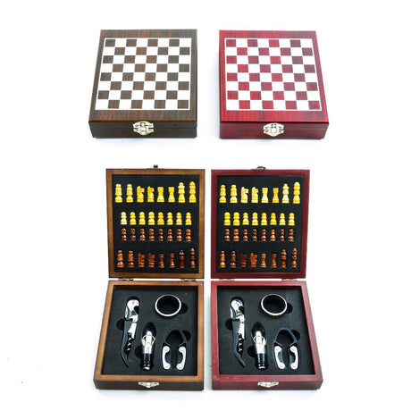 DO-HOME - Set Sommelier 4 Accessori Con Scacchiera In Acciao E Legno 15X17Xh.4.5 Cm Colori Assortiti In Scatola Regalo