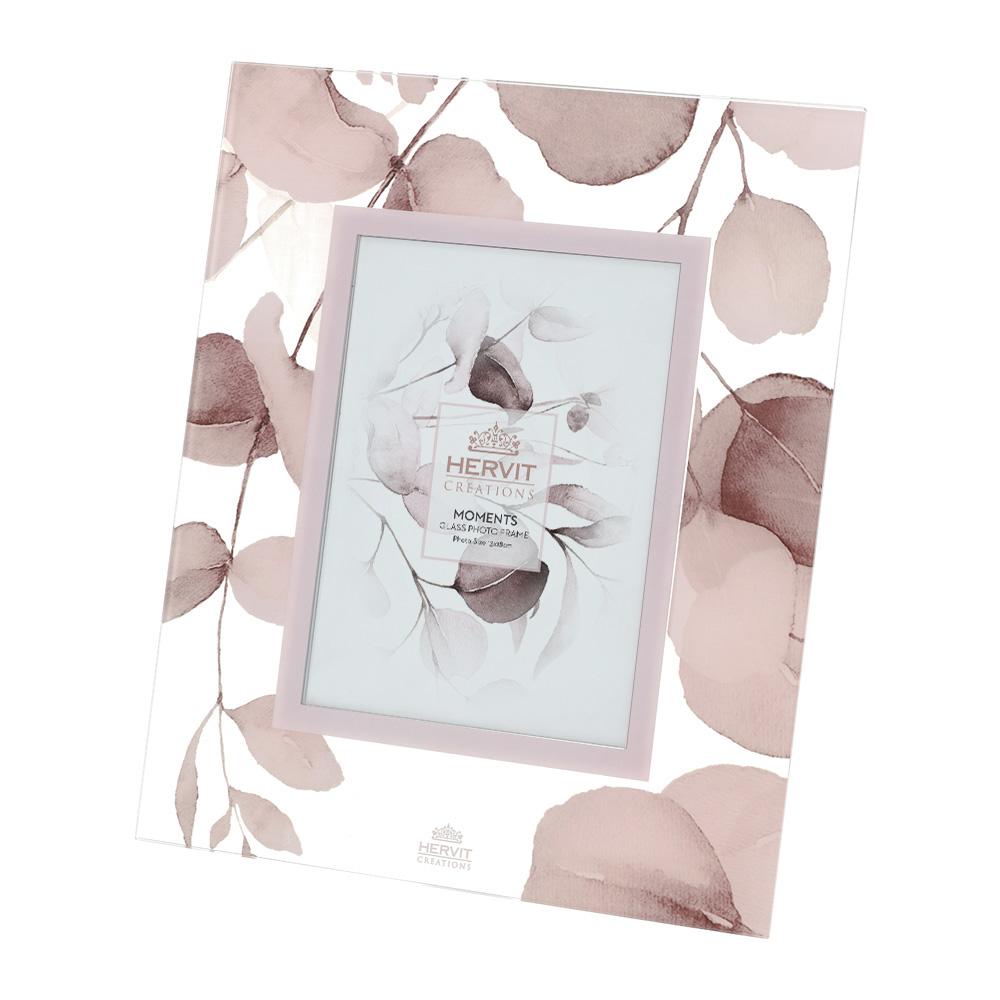 HERVIT - Pink Botanic Glass Frame 24X29Cm