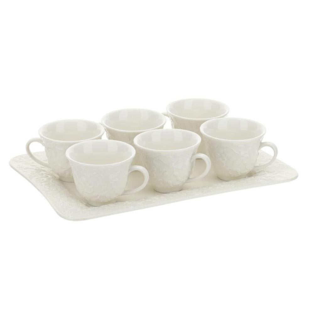 HERVIT - Tray Set 6 Porcelain Coffee Cups 26X18C