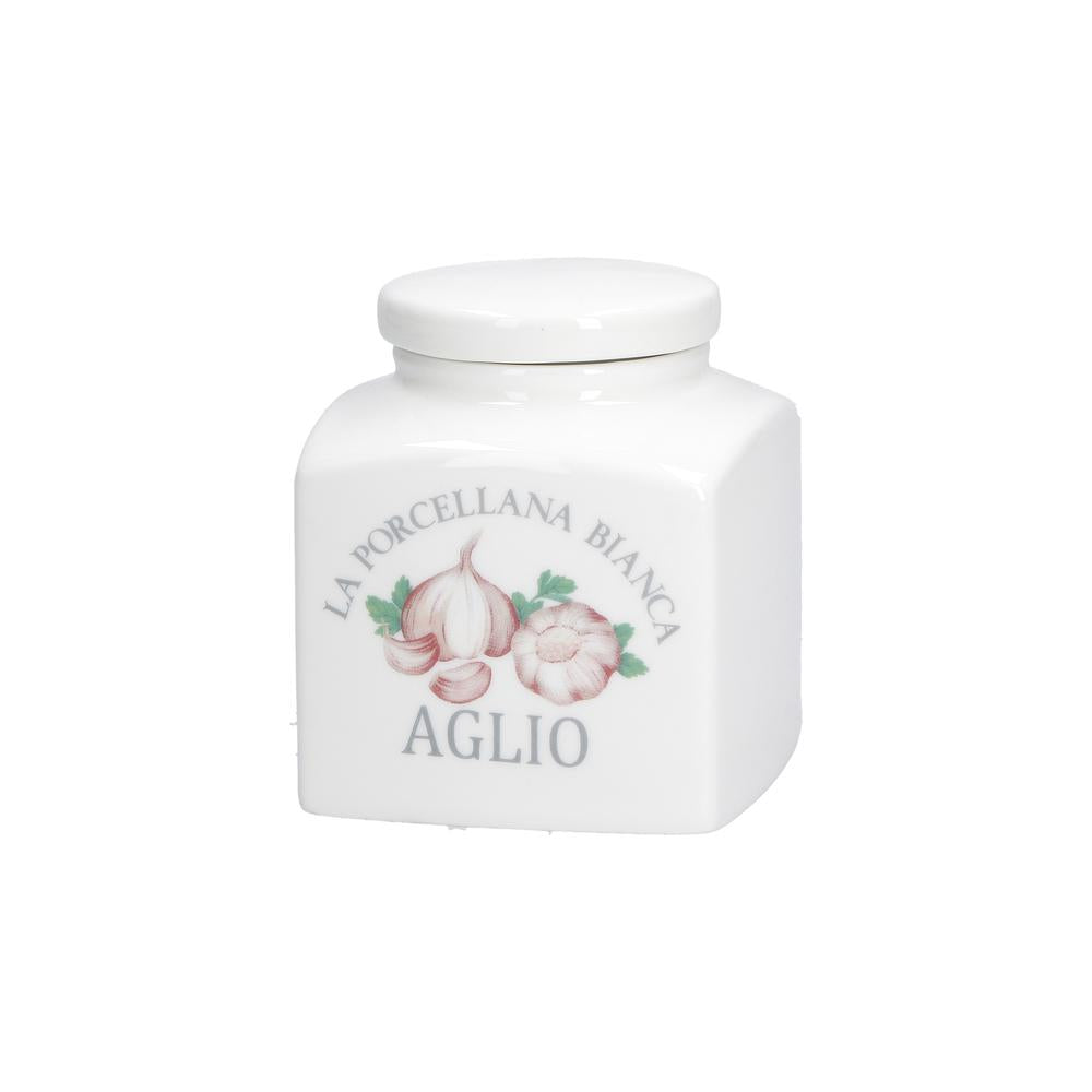 WHITE PORCELAIN - Preserve Jar 0.5L Deco Garlic Gb