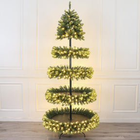 DO-HOME - Abete Expo - Abete Expo H.210Cm Verde Con 510 Luci Led 100% Pe 1008 Rami, Girevole Con Spina Con 8 Giochi Di Luce E Memoria 6W