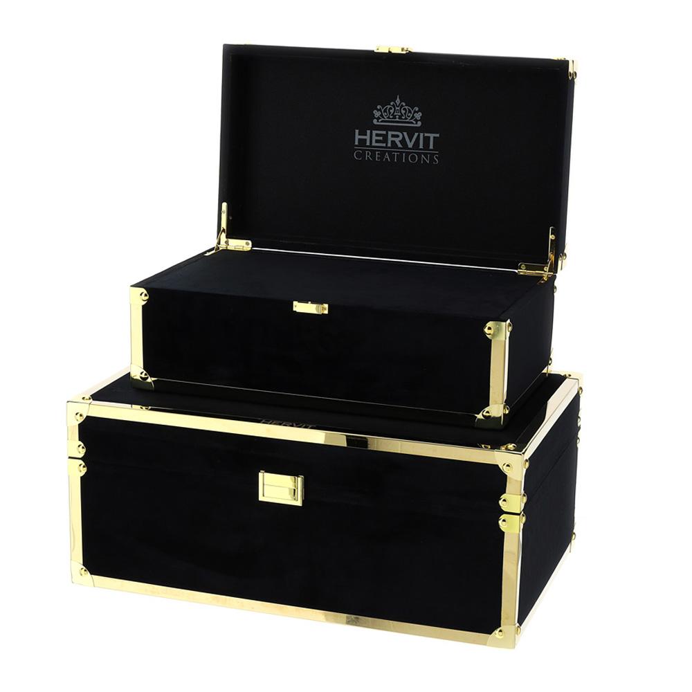 HERVIT - Set of 2 Mdf Boxes 40X23X16/48X30X20Cm