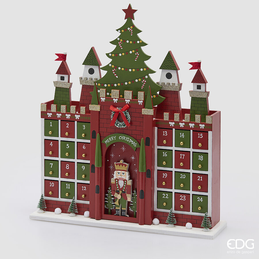 EDG - Decoro Casetta Avvento H.44 L.37 L.10 C6 — Green Red