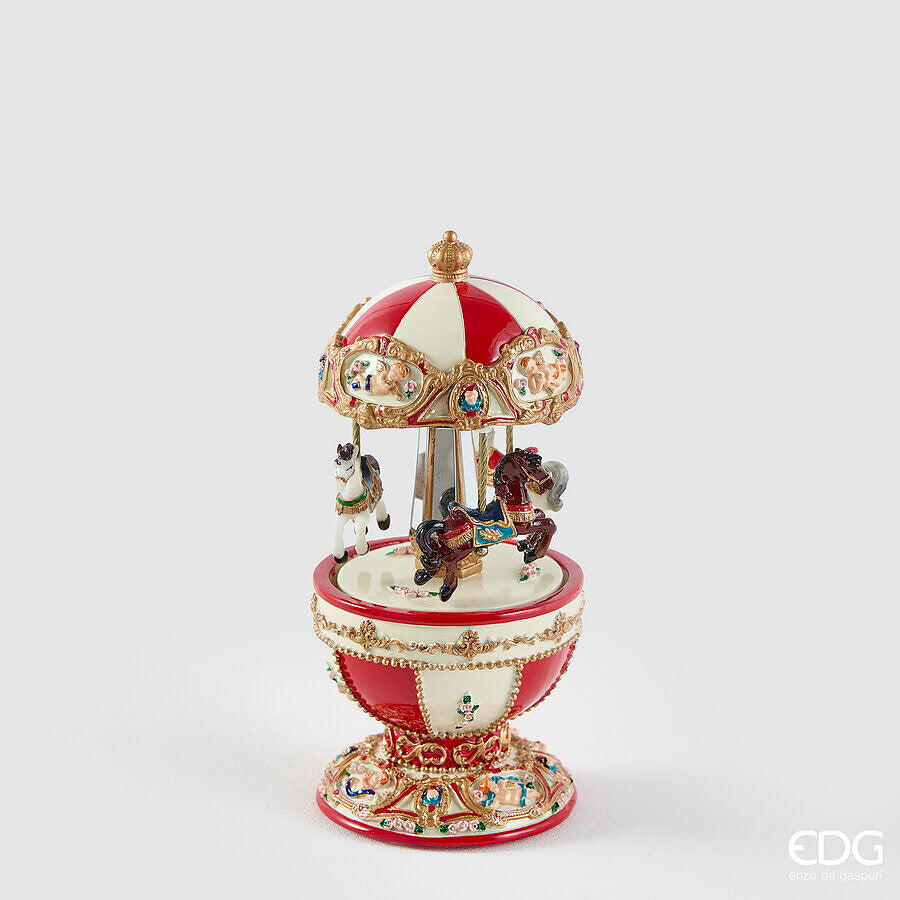 EDG - Carillon Cavallo Giostra H.18.5 D.8.5 Carillon C6 — White Red