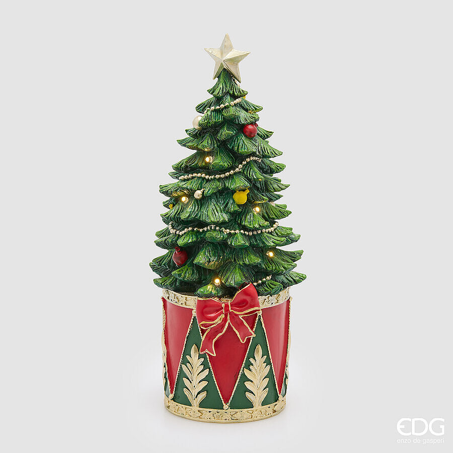 EDG - Decoro Pino Con Tamburo Led H.37 D.16 Led C6 — Green Red