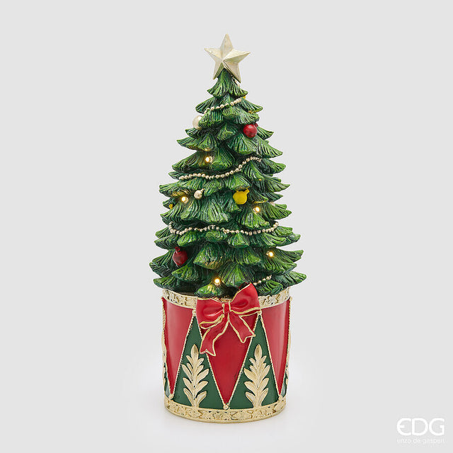 EDG - Decoro Pino Con Tamburo Led H.37 D.16 Led C6 — Green Red