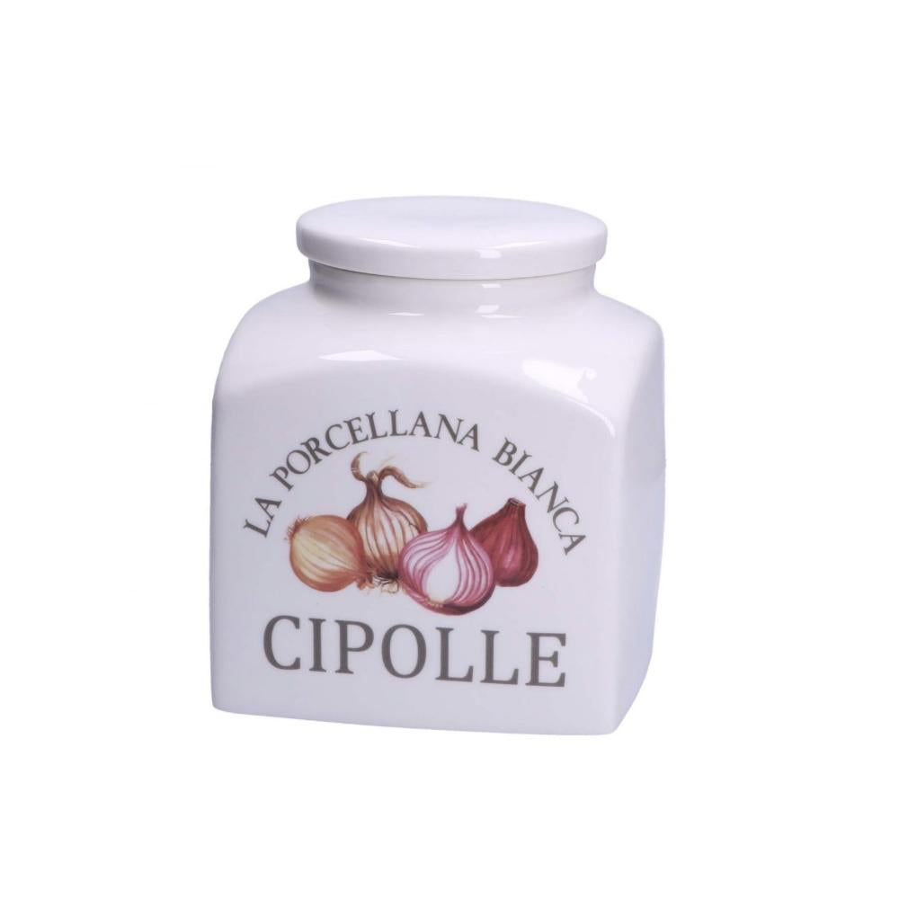 PORCELLANA BIANCA - Conserva Barattolo Deco Cipolle Cont 3,5 L Gb