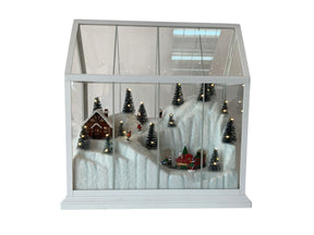 DO-HOME - Vetrina Paesaggio Natalzio Con Movimento E Luci In Plastica A Batteria 3Xaa 33X15Xh.33 Cm In Confezione Regalo