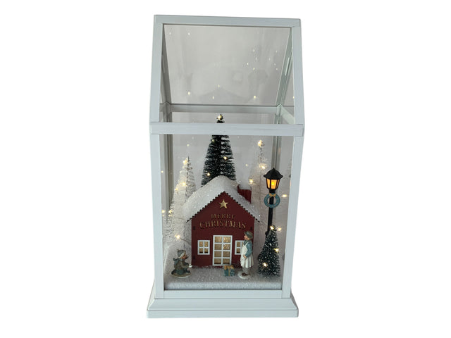 DO-HOME - Vetrina Paesaggio Natalzio Con Luci In Plastica A Batteria 3Xaa 18X15Xh.33 Cm In Confezione Regalo