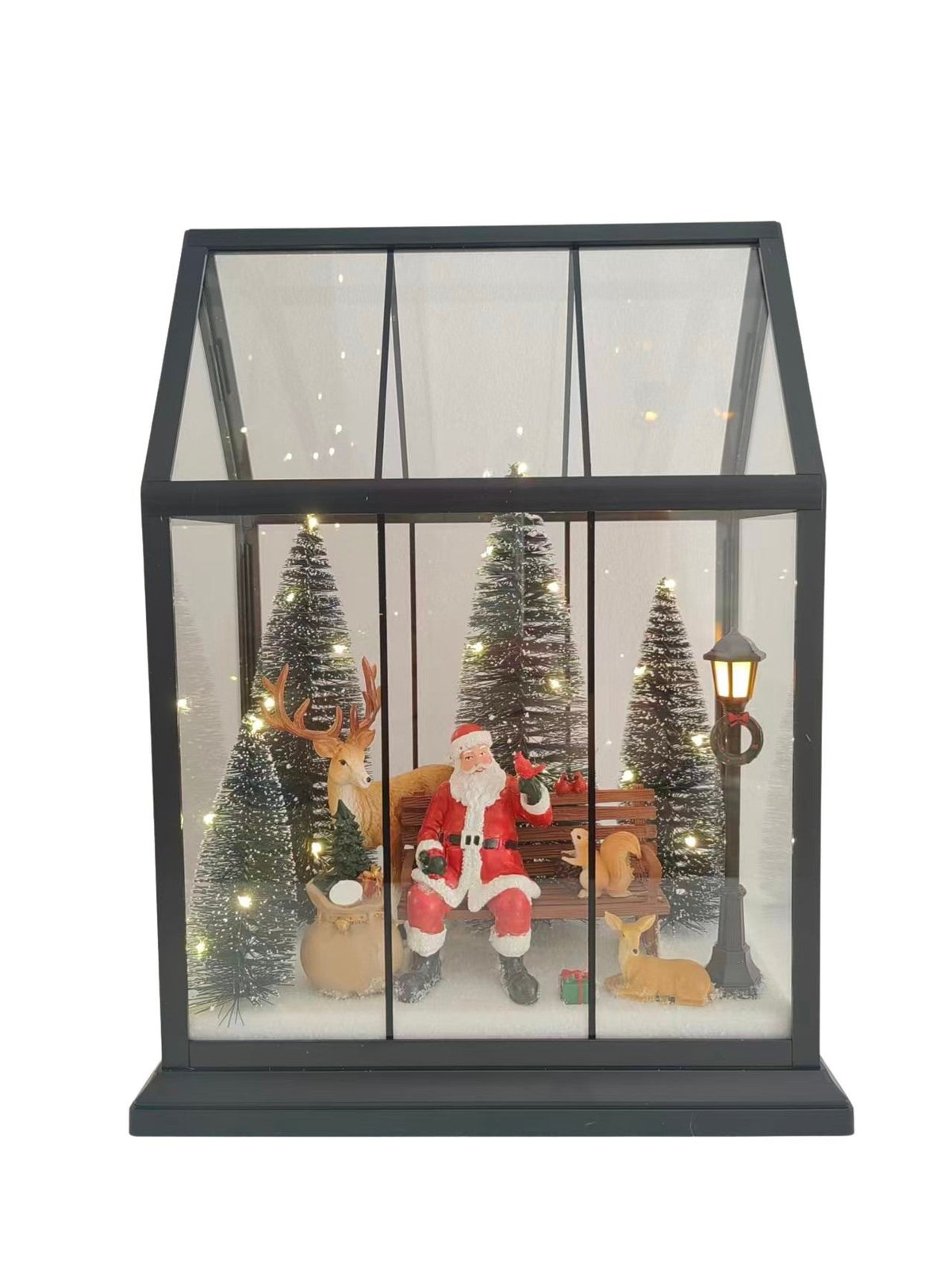 DO-HOME - Vetrina Paesaggio Natalzio Con Luci In Plastica A Batteria 3Xaa 25.5X15Xh.33 Cm In Confezione Regalo