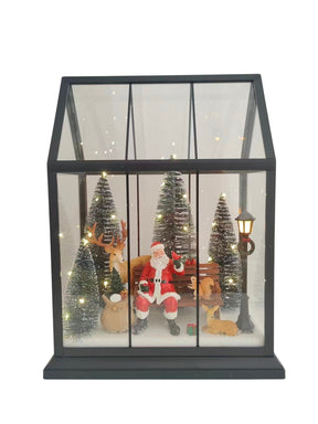 DO-HOME - Vetrina Paesaggio Natalzio Con Luci In Plastica A Batteria 3Xaa 25.5X15Xh.33 Cm In Confezione Regalo