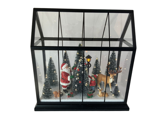 DO-HOME - Vetrina Paesaggio Natalzio Con Luci In Plastica A Batteria 3Xaa 33X15Xh.33 Cm In Confezione Regalo