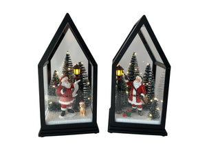 DO-HOME - Vetrina Paesaggio Natalzio Con Luci In Plastica A Batteria 3Xaa 13X13Xh.25.5 Cm In Confezione Regalo