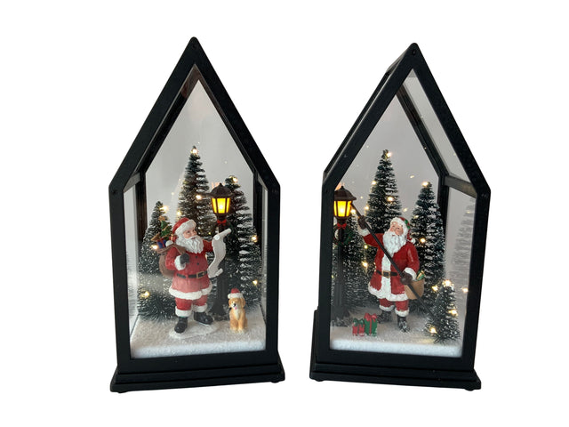 DO-HOME - Vetrina Paesaggio Natalzio Con Luci In Plastica A Batteria 3Xaa 13X13Xh.25.5 Cm In Confezione Regalo