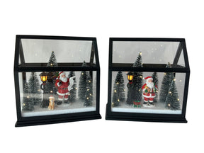 DO-HOME - Vetrina Paesaggio Natalzio Con Luci In Plastica A Batteria 3Xaa 21X11.5Xh.22 Cm In Confezione Regalo