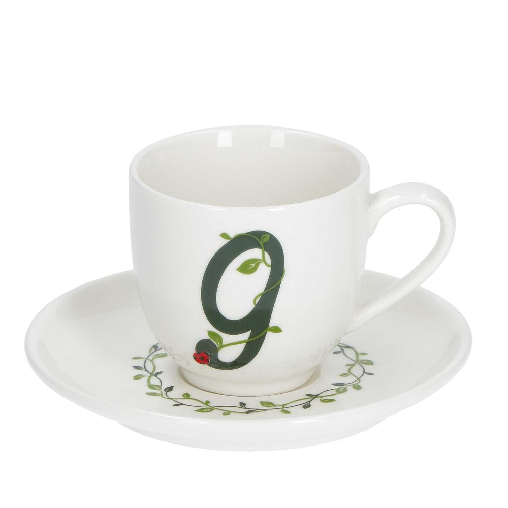 WHITE PORCELAIN - Only Your Coffee Cup With Saucer 90 Cc Letter G