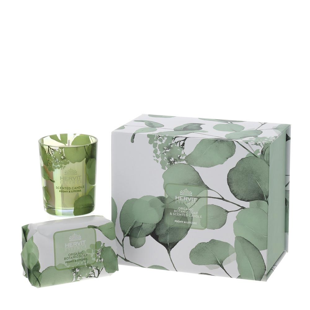 HERVIT - Set Candle 70G+Soap120G Botanic Green