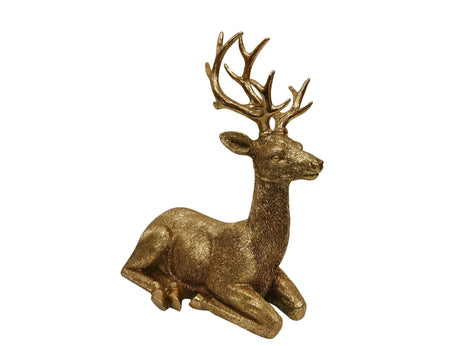 DO-HOME - Renna Foglia Oro In Resina 26X16Xh.32.5 Cm