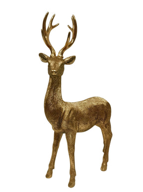 DO-HOME - Renna Foglia Oro In Resina 34X16Xh.56.5 Cm