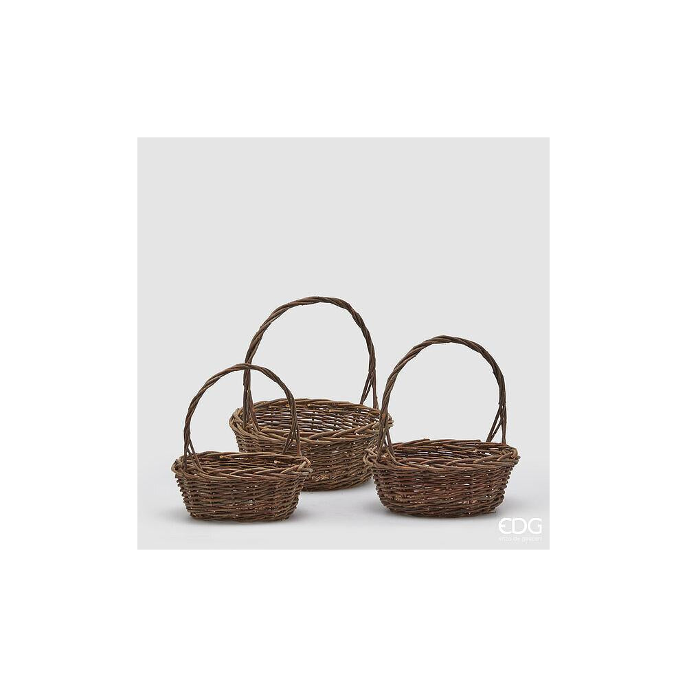 EDG - Round Willow Basket With Handle H.30 D.30 Large