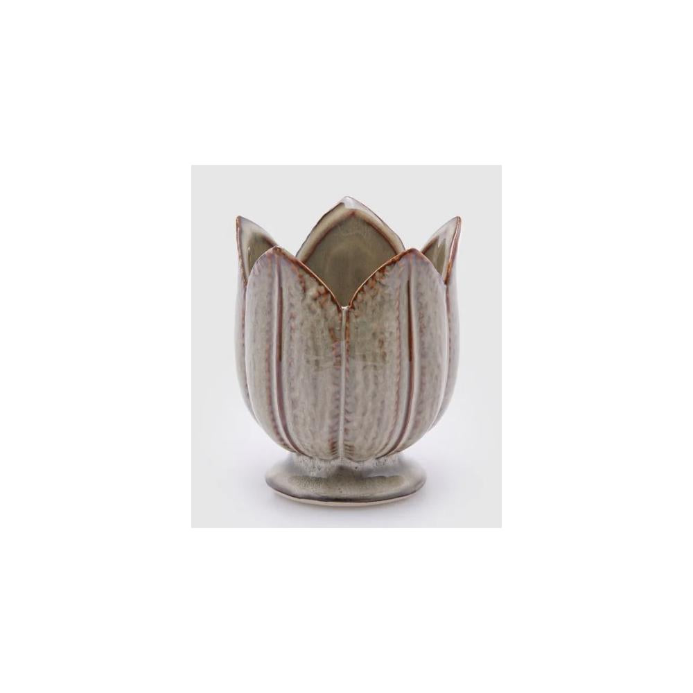 EDG - Tulip Vase 13X11 Cm Sage In Ceramic