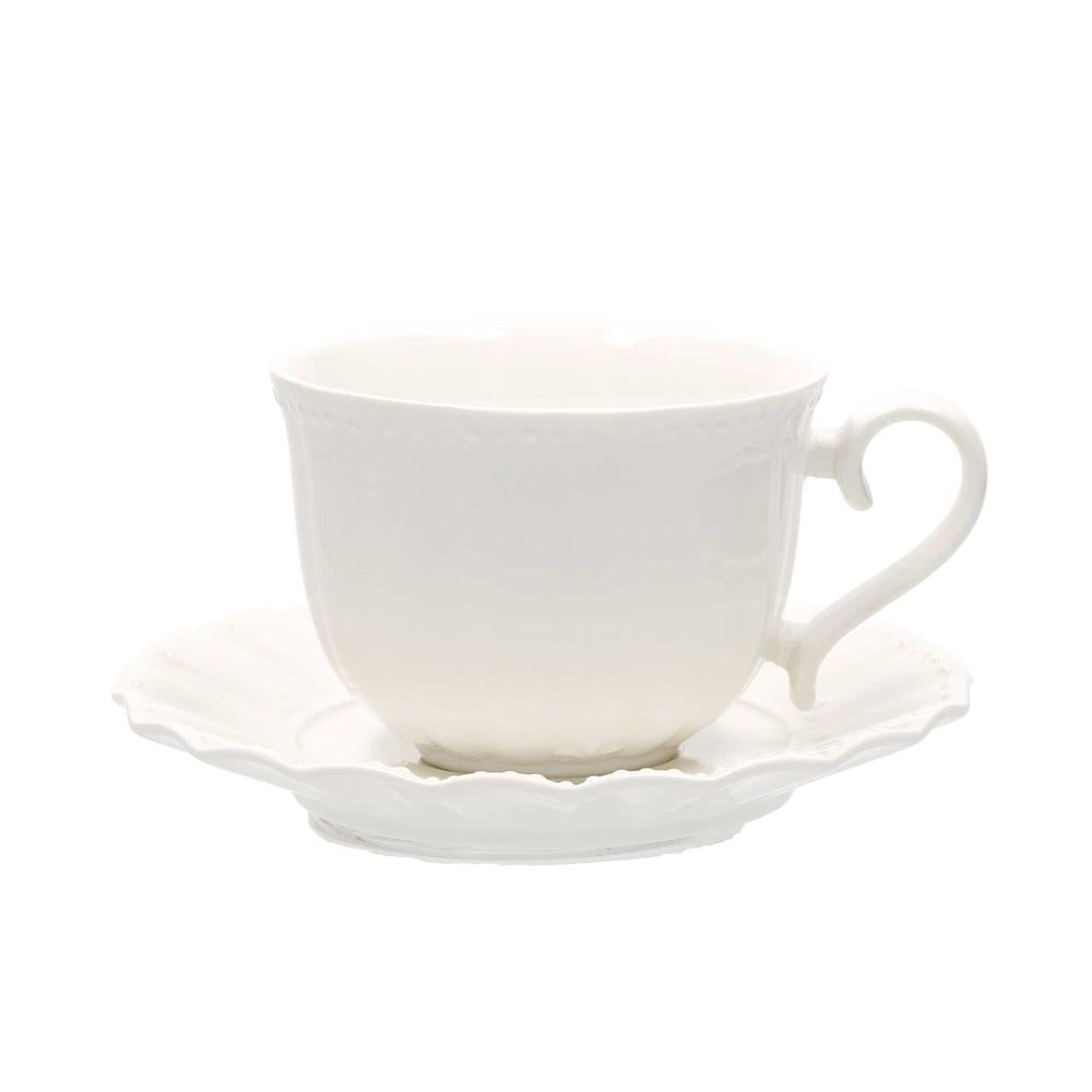 PORCELANA BLANCA - Taza De Té Con Platillo Ducale 6 Pzs 220 Cc