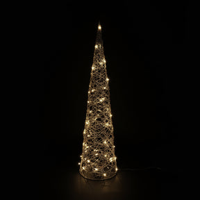 DO-HOME - Albero Cono Filo Oro In Metallo E Plastica 30 Luci A Batteria 3Xaa D.16.5Xh.60 Cm