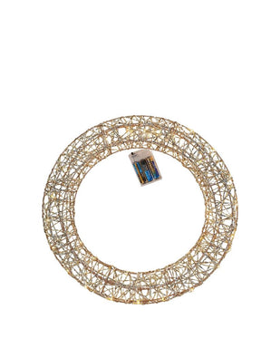 DO-HOME - Corona Filo Oro In Metallo E Plastica 50 Luci A Batteria 3Xaa 40X6Xh.40 Cm