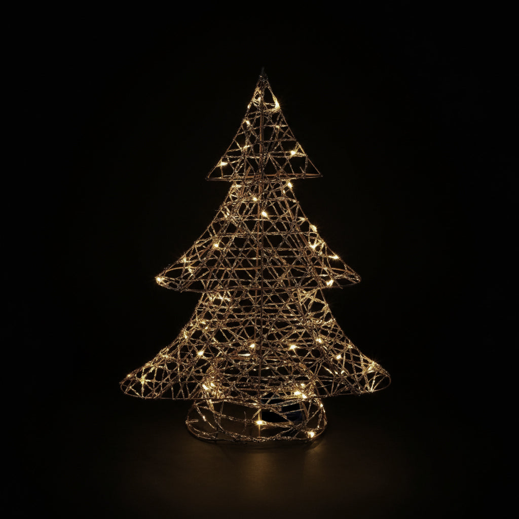 DO-HOME - Albero Filo Oro In Metallo E Plastica 30 Luci A Batteria 3Xaa 33X9Xh.40 Cm