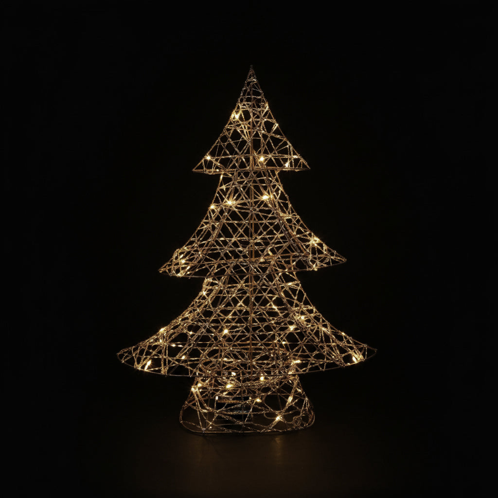 DO-HOME - Albero Filo Oro In Metallo E Plastica 40 Luci A Batteria 3Xaa 39X9Xh.50 Cm