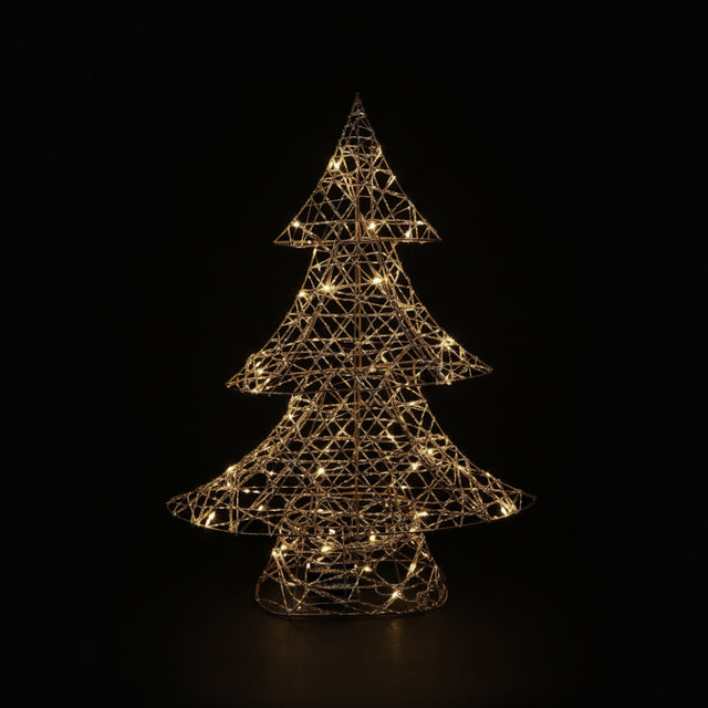 DO-HOME - Albero Filo Oro In Metallo E Plastica 40 Luci A Batteria 3Xaa 39X9Xh.50 Cm