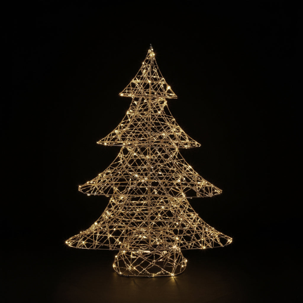 DO-HOME - Albero Filo Oro In Metallo E Plastica 50 Luci A Batteria 3Xaa 49X11Xh.60 Cm
