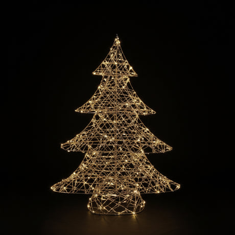 DO-HOME - Albero Filo Oro In Metallo E Plastica 50 Luci A Batteria 3Xaa 49X11Xh.60 Cm