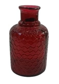 DO-HOME - Vaso Martellato Rosso In Vetro D.12Xh.20 Cm In Scatola Avana