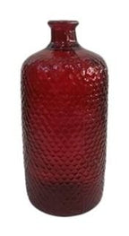 DO-HOME - Vaso Martellato Rosso In Vetro D.19Xh.42 Cm In Scatola Avana