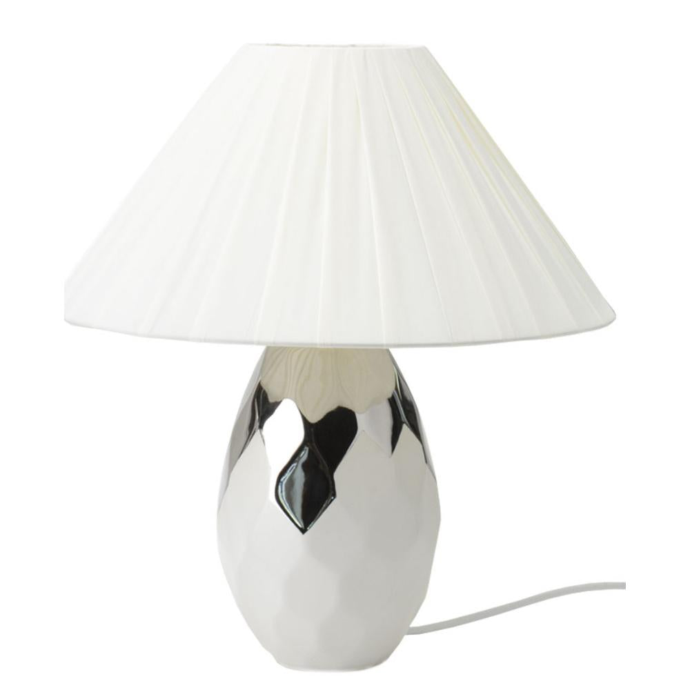 HERVIT - White/Silver Stoneware Lamp 45X50 Cm
