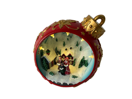 DO-HOME - Palla Di Natale Con Paesaggio In Poliresina Con Luci A Batteria 3Xaaa 15X13Xh.15 Cm In Scatola Regalo