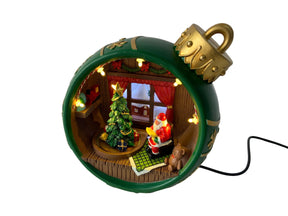 DO-HOME - Palla Di Natale Con Babbo In Poliresina Con Luci Movimento E Musica Usb Attacco Dc E Batteria 3Xaa 17X14Xh. 17 Cm In S